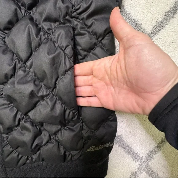 Eddie Bauer Women’s Small Swiss Model 1944 Knit Quilted Down Jacket Rising Sun - Picture 10 of 11
